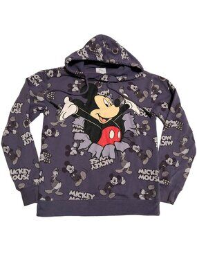 Disney Mickey Hoodie Sz S Purple Mickey Busting Out All Over Print Unisex